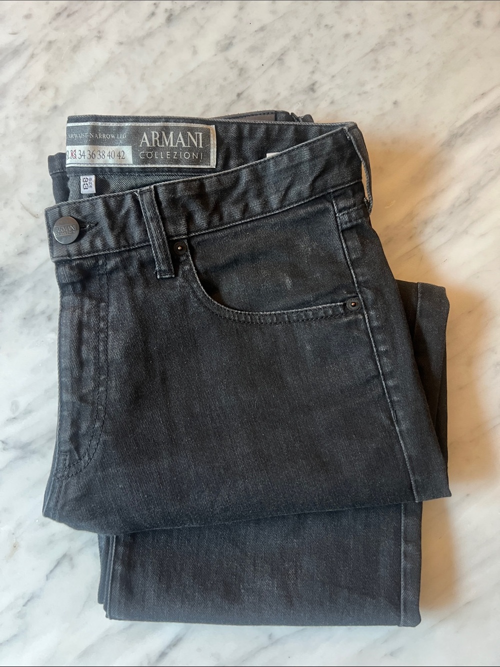 Armani Collezioni Men's Dark Gray Slim Jeans